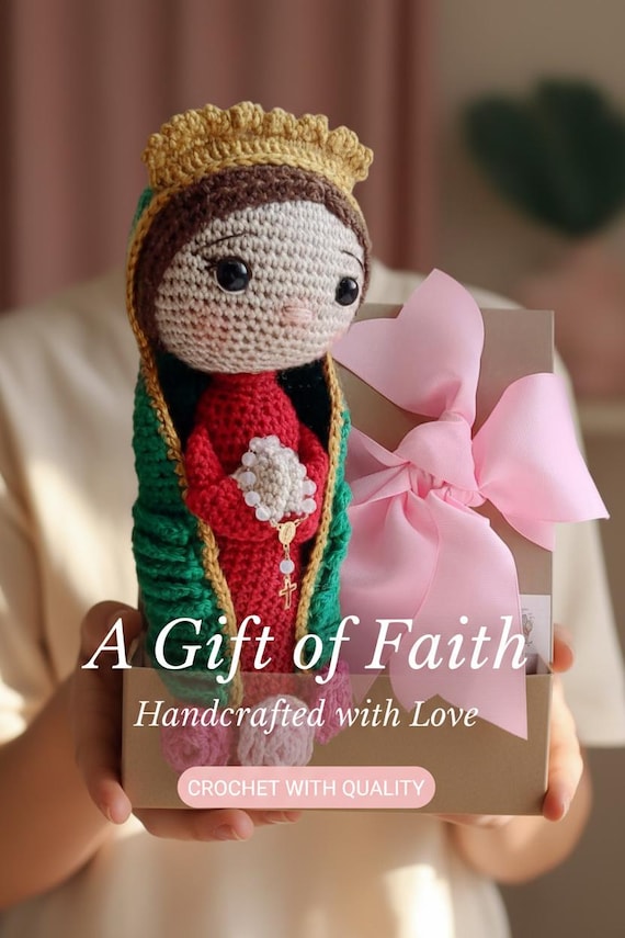 Handmade Crochet Virgin of Guadalupe Personalized with Rosary