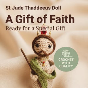 Muñeco de San Judas Tadeo de crochet hecho a mano / Acrílico e hilo, caja de regalo
