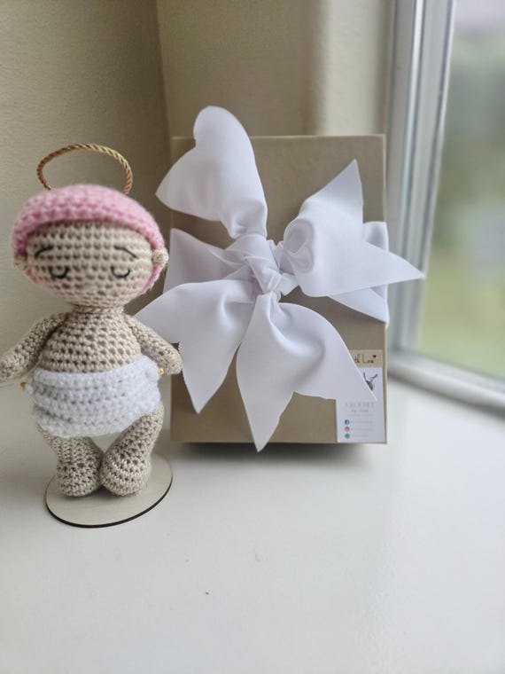 Handmade Baby Crochet Doll  Personalized (7 inches) - Ready for Gifting in a Box with Ribbon