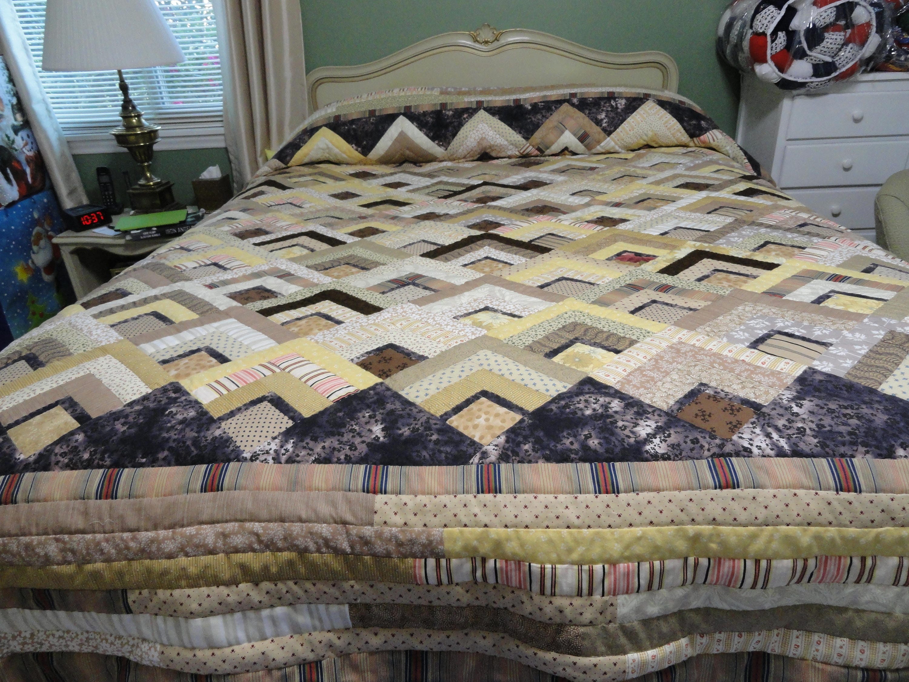Hand Quilted Queen Size 87 1/2 x 96 in Shades of Browns with | Etsy