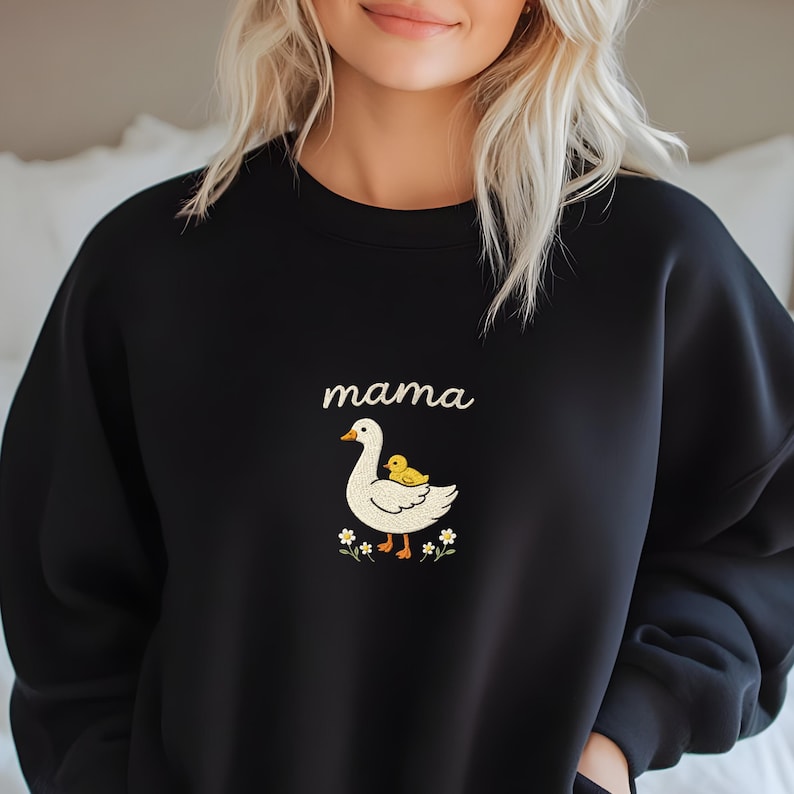 Embroidered Mama Goose Shirt, Mother's Day Gift, New Mom Gift Tee, Duck Mama Crewneck image 11