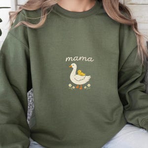 Embroidered Mama Goose Shirt, Mother's Day Gift, New Mom Gift Tee, Duck Mama Crewneck image 4