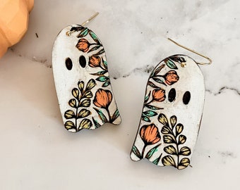 Floral Ghost Halloween Dangle earrings