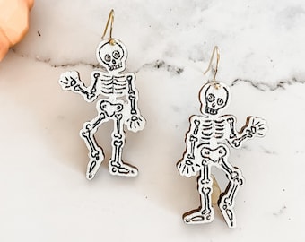 Halloween Dancing Skeleton Dangle Earrings