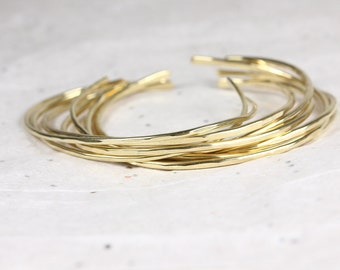 Stacking Bracelets - Silver or Jewelers Brass - Hammered Cuff