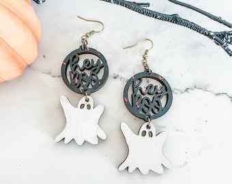 Halloween Boo Ghost Dangle Earrings