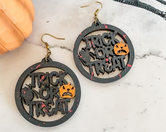 Halloween Treat or Treat Scary Earrings, Blood Droplets Dangles, Fall Earrings