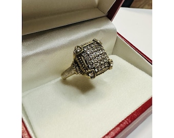 Judith Ripka Sterling 925 Silver Gold Tone CZ Heart Accent Ring