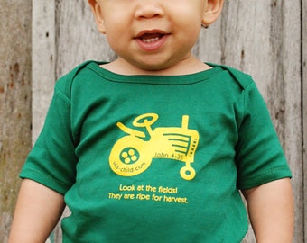 Ripe For Harvest - Tractor, Christian Shirt, Children's Clothing, Kids Clothing, Toddler Shirt, Baby Shirt, Christian Shirt, Green Shirt