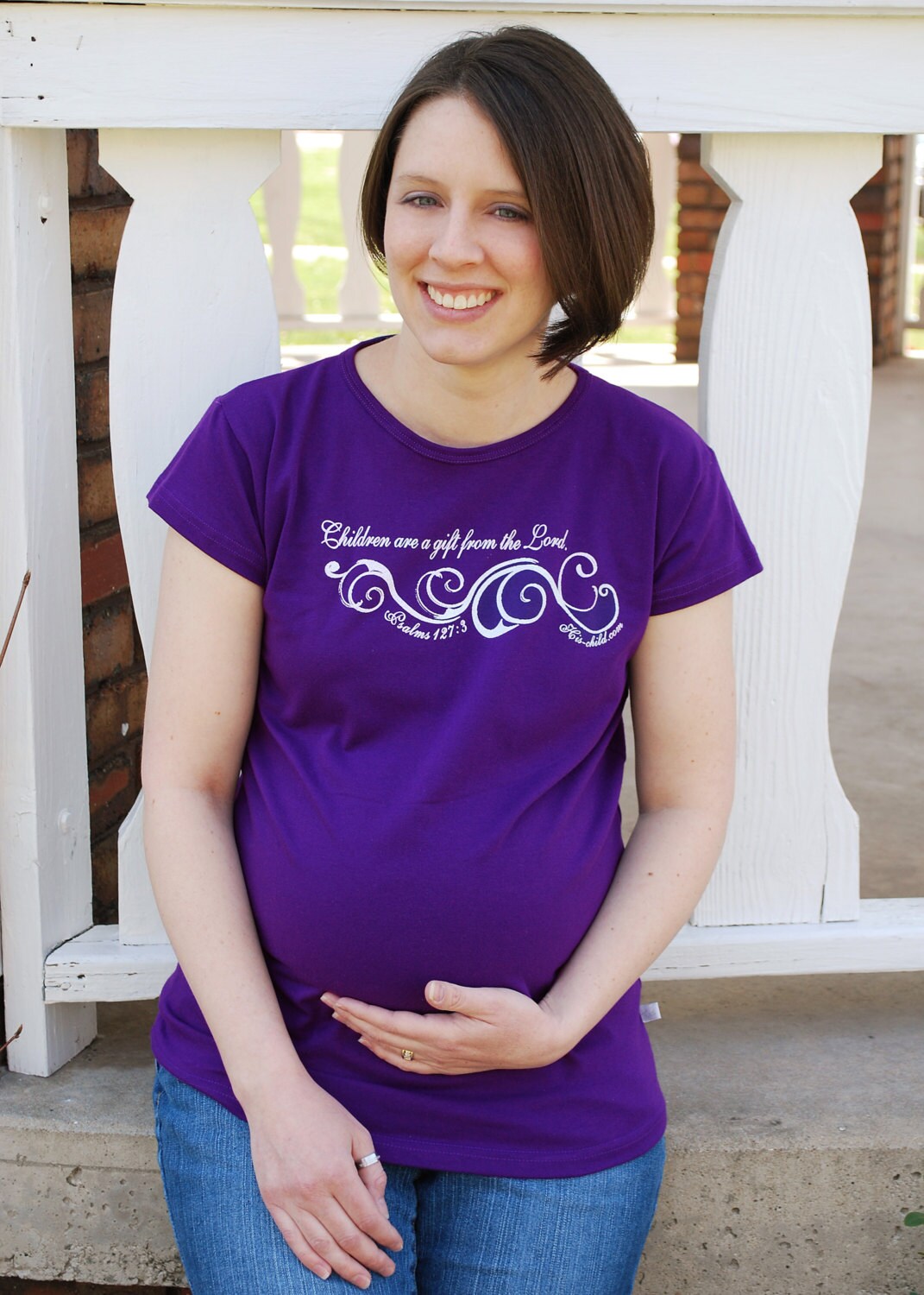 Psalm 127:3 Purple Maternity Shirt 