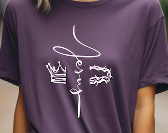 Jesus Is King Shirt, Crown of Thorns Christian Shirt, Faith Based Christian Tee, Religious Shirt for Men Women, Christian Gift