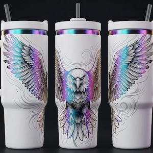 Majestic American Eagle Engraving Tumbler Wrap SVG PNG | Patriotic Bald Eagle Design | Freedom Laser Engraving File | 40oz Wrap