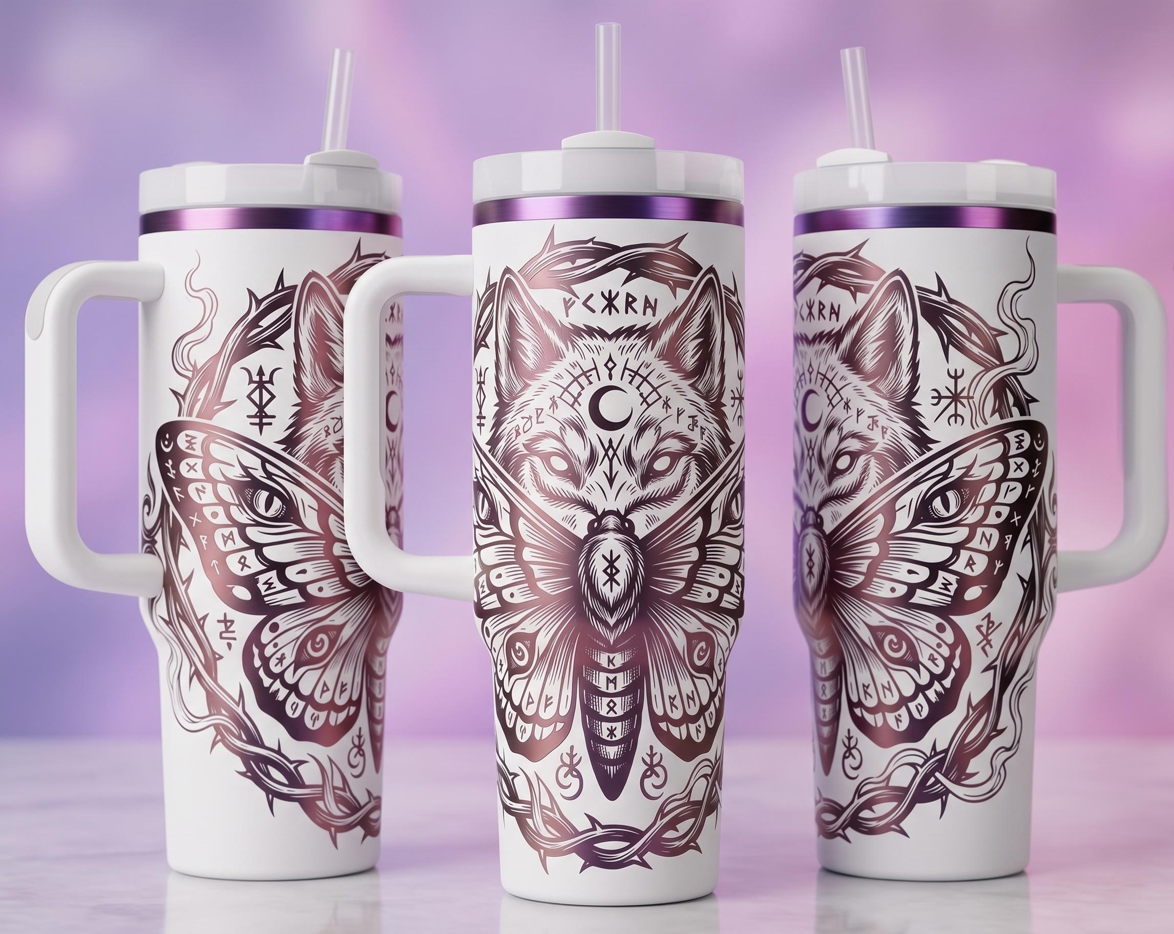 Moth Incarving Occult Wolf Moth Engraving Wrap PNG JPG SVG | Demonic Animal Tumbler ...
