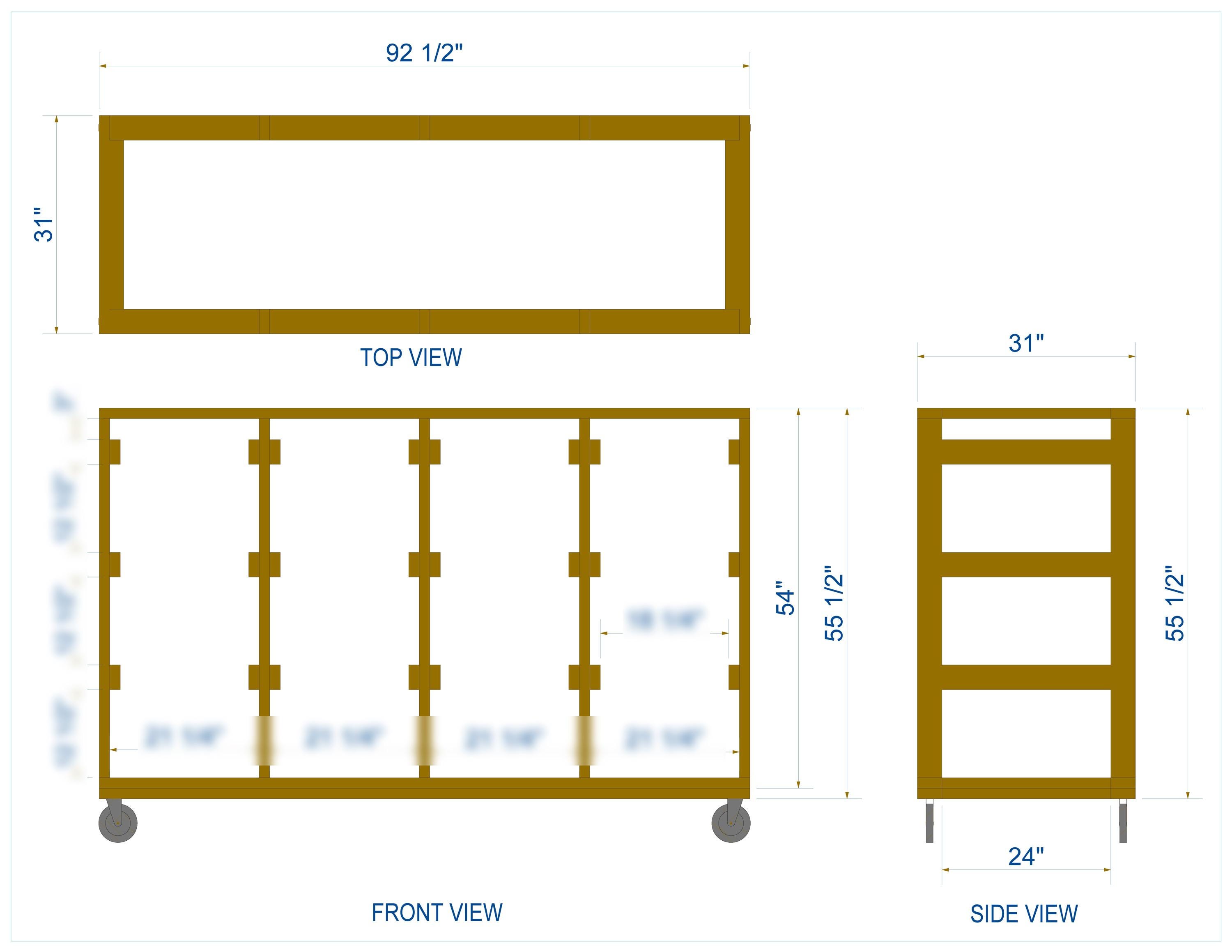 27 Gallon Tote Storage Rack Plans | 4x3 Mobile Garage Organizer (PDF ...