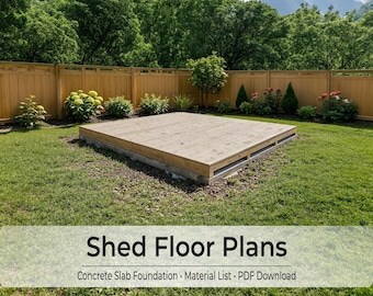 10x16 Shed Floor Plans PDF | DIY Shed Base Blueprint | Concrete Slab Foundation Plan | Material List | Cut List | Instant Download