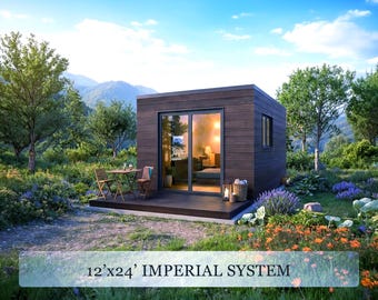 Backyard Studio Plans | Modern Minimal Cabin Design | Instand Download