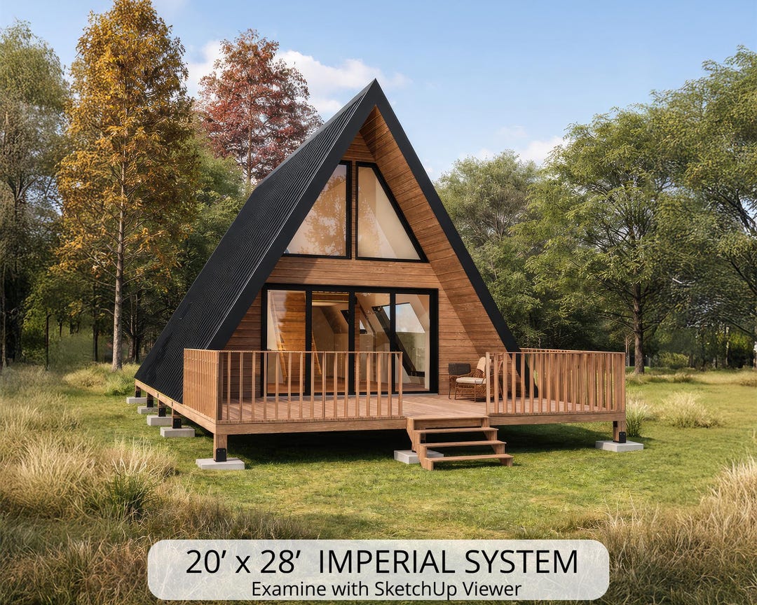 Planos de cabaña moderna de 20x28 con estructura en A / Diseño de casa ...