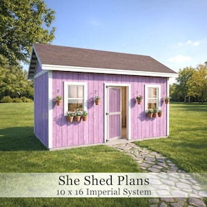 She Shed Plans | 10x16 Backyard Studio, Guest House | PDF Download