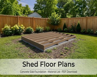12x8 Shed Base Plans PDF | Compact Shed Floor Blueprint | DIY Concrete Slab Foundation | Material List | Instant Download