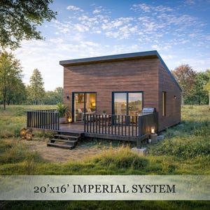 Cabin House  Plans | 320 SF 1-Bed Barnhouse | 20x16 Cottage House