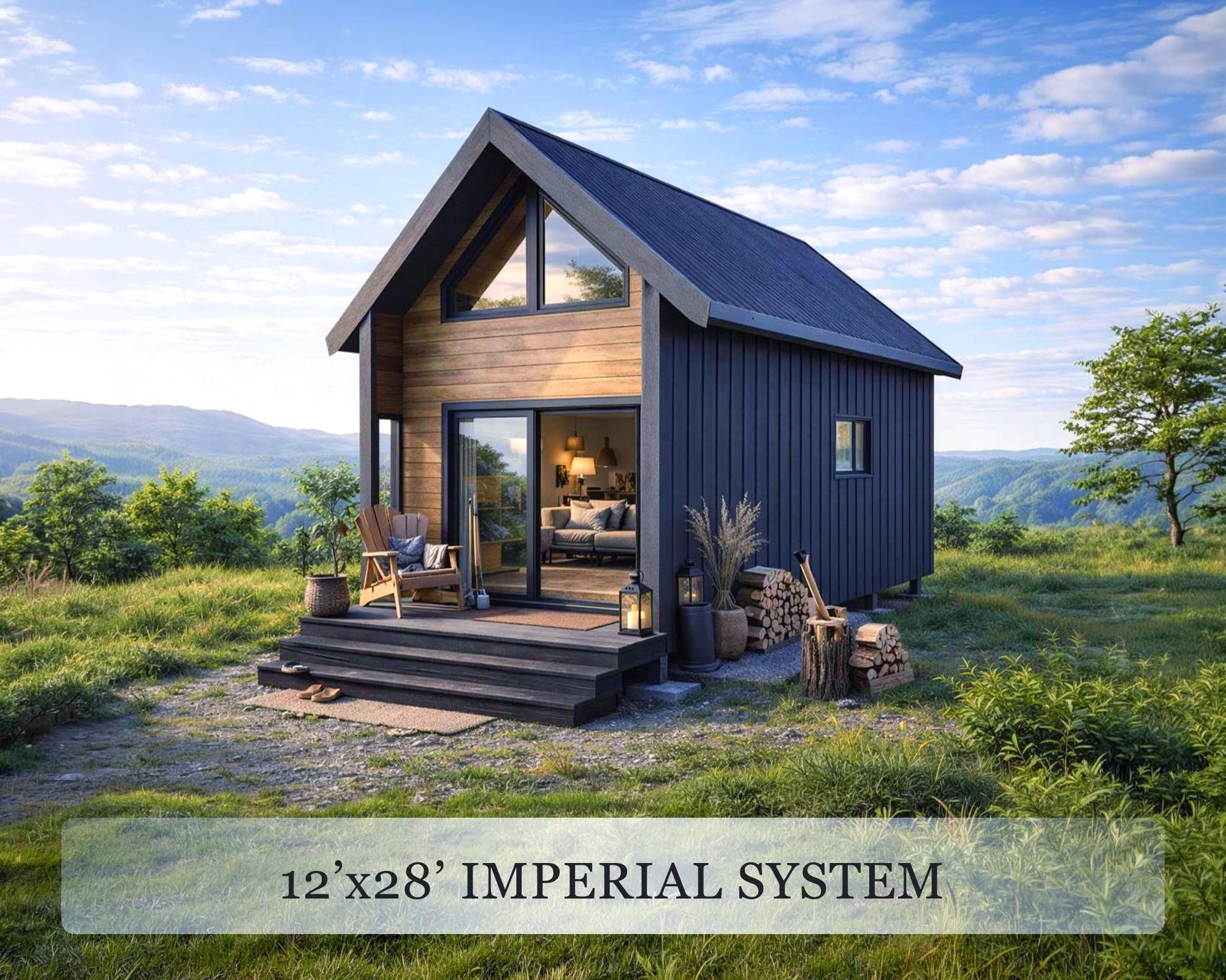 12x28 Cabin House Plans | Modern Cozy Small Home Design | PDF ...
