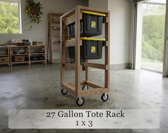 27 Gallon Tote Storage Rack Plans | Mobile 3-Bin Garage Organizer (PDF Download)
