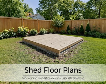 12x16 Storage Shed Floor Plans PDF | Concrete Slab Foundation | DIY Shed Base | Material List | Instant Download