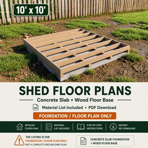 Progetto per le fondamenta di una casetta da giardino 10x10 / Soletta in cemento e base in legno / Elenco dei materiali / Download PDF
