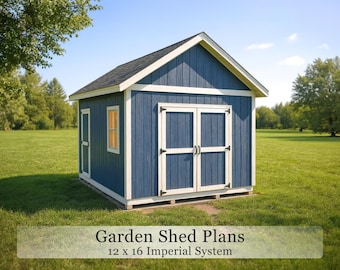 12x16 Garden Shed Plans | DIY Storage Building Blueprint (Digital Download)