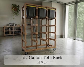 DIY 27 Gallon Tote Storage Rack Plans | Rolling Garage Organizer (PDF Download)