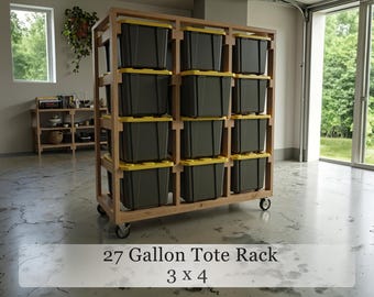 Mobile 27 Gallon Tote Storage Rack Plans | Instant Download