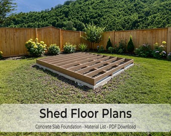 10x12 Shed Floor Plans PDF | DIY Shed Foundation Blueprint | Concrete Slab Base Drawing | Material List | Instant Download