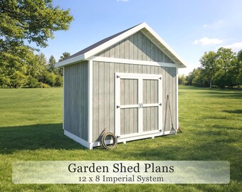 Garden House Plans | 12x8 Backyard House Blueprint | Instant Download