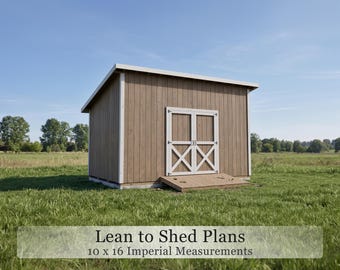 10x16 Lean-To Shed Plans | Sloped Roof Outdoor Storage Building (PDF Download)