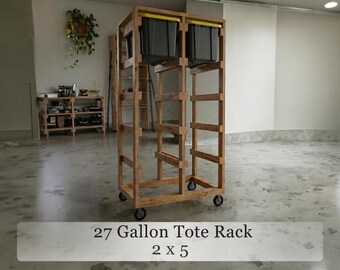 27 Gallon Tote Rack Plans | Mobile 10-Bin Garage Storage (PDF Download)
