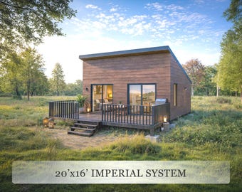 Cabin House  Plans | 320 SF 1-Bed Barnhouse | 20x16 Cottage House