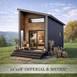 Nowoczesne plany małych domów | Mały dom 12'x28' (pobierz plik PDF)