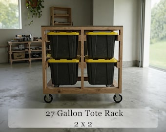 Planos para estante de almacenamiento de contenedores de 27 galones, organizador móvil de garaje de 4 compartimentos (descarga en PDF)