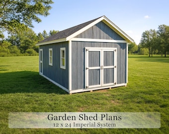 Garden Shed Plans | 12x24  DIY Storage Building Woodworking Guide | Digital Download