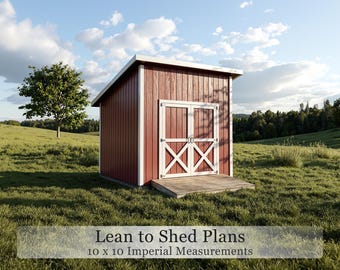 10x10 Lean-To Shed Floor Plans | DIY Sloped Roof Building (PDF Download)