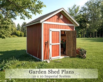Garden Barn Plans | 10x10 Gable Roof Shed | Digital Download