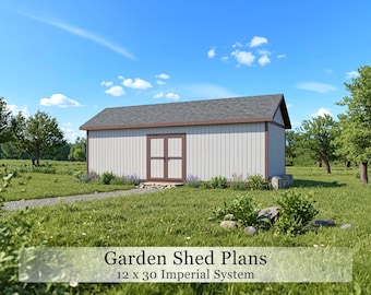 12x30 Garden Shed Plans PDF | DIY Storage Shed Blueprints | Large Gable Shed Plan | Materials List | Instant Download