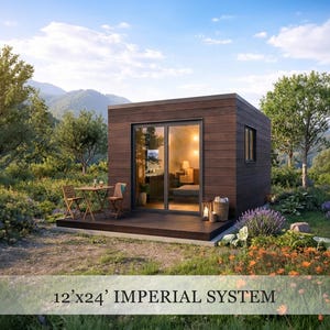 12x24 kleine Haus-Pläne | Modernes minimales Cabochon Design | Kleiner Haus Bauplan (PDF)