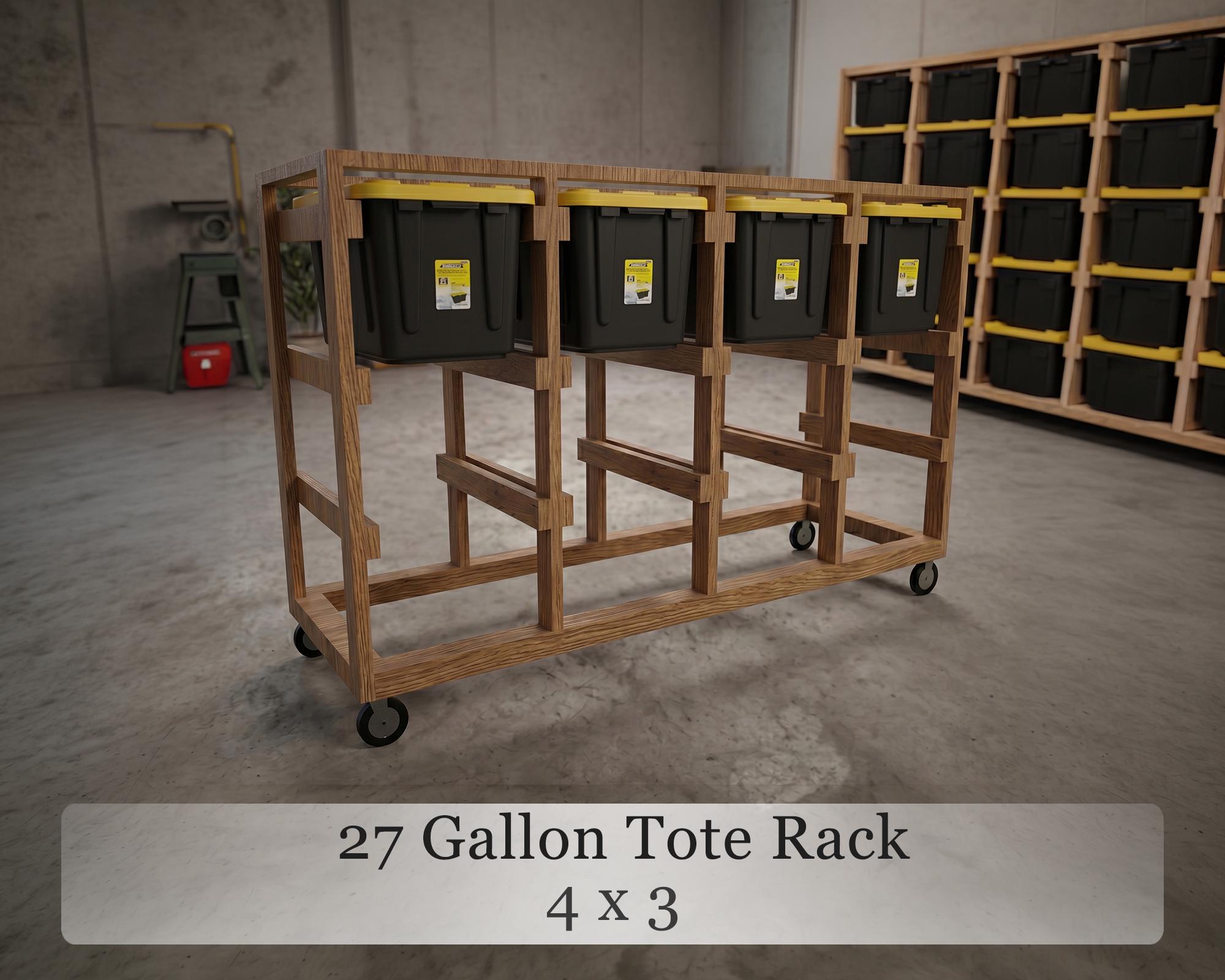 27 Gallon Tote Storage Rack Plans | 4x3 Mobile Garage Organizer (PDF ...