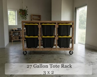 Mobile 27 Gallonen Tote Rack-Pläne | 3x2 Garage Aufbewahrungssystem (PDF Download)