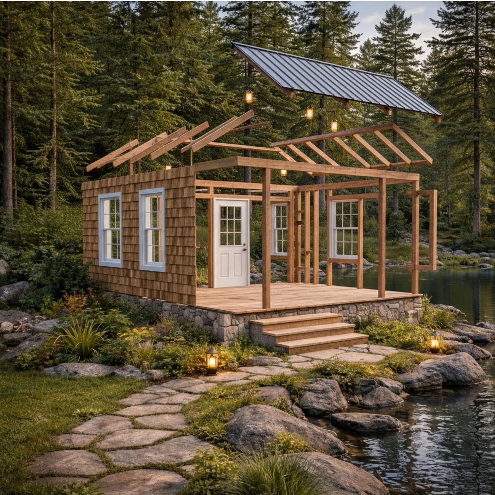 Tiny House Cabin Plans With Loft, Modern Farmhouse ADU (PDF Download ...