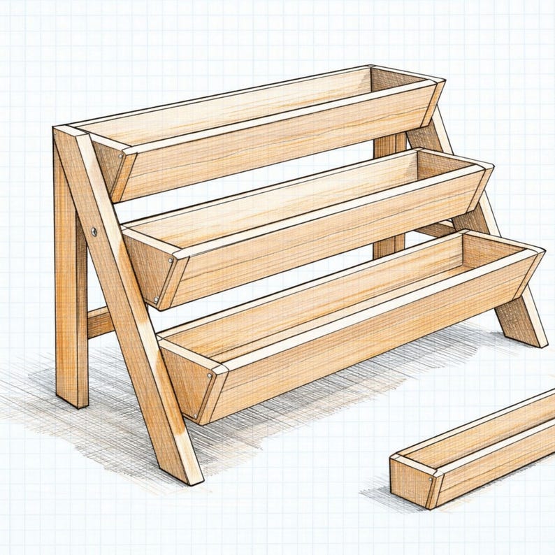 3 Tier Planter Box Plans, Raised Herb Garden Build Guide (PDF) - Etsy