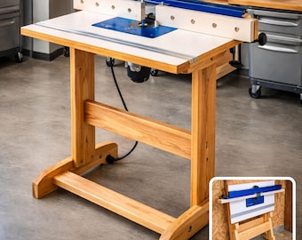 Planos para mesa de fresadora plegable, mesa de taller compacta, PDF para proyectos de carpintería DIY