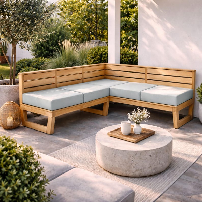 Outdoor Sectional Sofa DIY Build Plans, Patio Wood Furniture Project ...