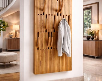 Planos para perchero de piano, organizador de ganchos de pared para bricolaje, perchero de entrada de madera